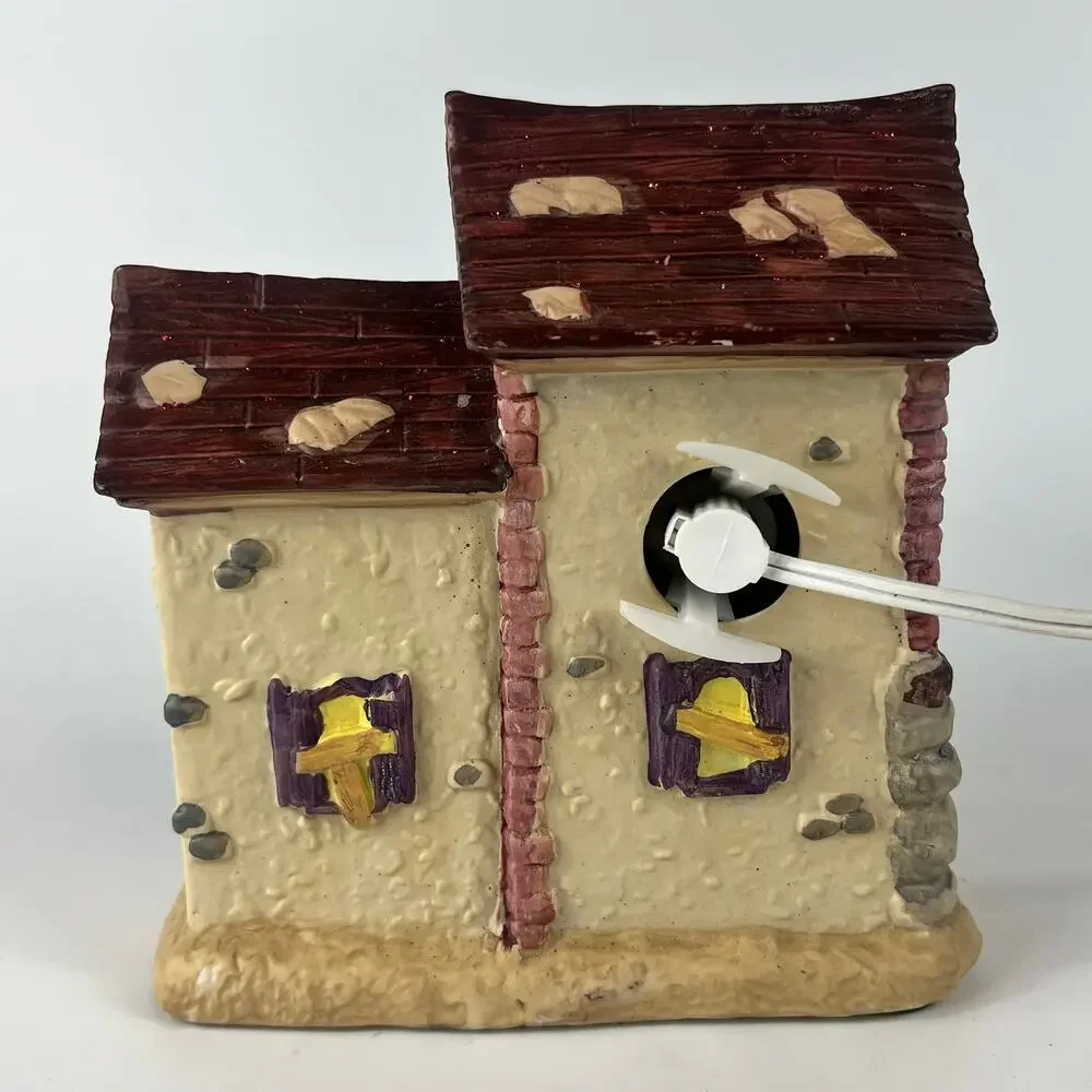 Halloween Village Lighted Laboratory Witches Brew Mummy Haunted House Ceramic